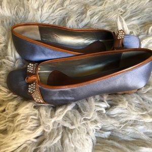 dani black satin ballet flat with rhinestones